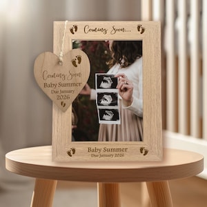 Personalised Baby Scan Photo Frame, Pregnancy Announcement & Due Date Picture Frame Gift for Grandparents Ultrasound Keepsake Baby Shower