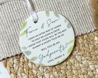 Godparent Gift, Personalised Godparent Proposal, Ceramic Plaque Gift for Godmother, Godfather, Godparents Proposal Idea, Hanging Ornament