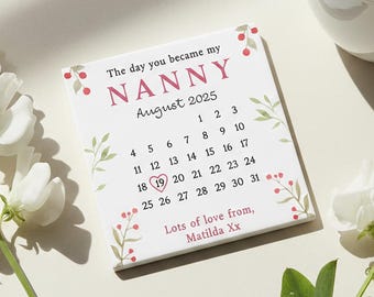 Mothers Day Nanny Gift, Personalized Calendar Coaster, Nana Present