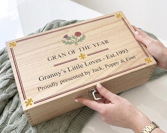 Granny Gift | Personalised Granny Memory Box, Wooden Keepsake Box, Birthday or Christmas Gift for Granny from Grandchildren