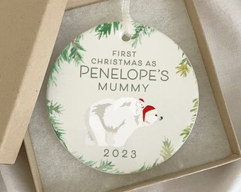 First Christmas Decoration, Personalised Mummy's First Christmas Bauble, Keepsake Gift for First Christmas as a Mummy 2023