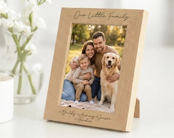 Our Family Personalised Photo Frame | Engraved Custom Family Names & Pet Gift