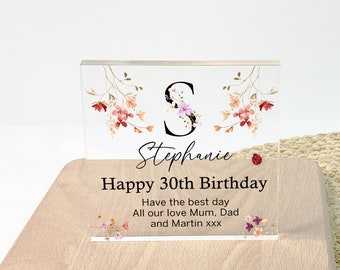 30th Birthday Plaque, 30th Birthday Gift for Her, Birthday Keepsake for Friends Women, Clear Acrylic Plaque