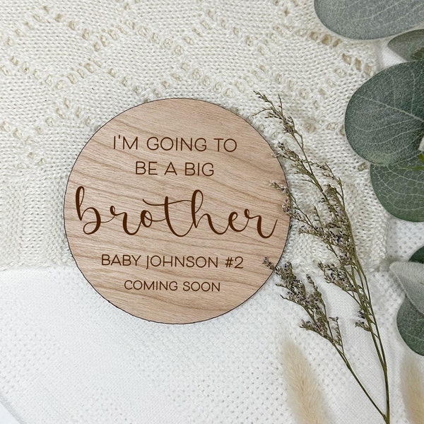 Pregnancy Announcement, Big Brother Announcement, Engraved Coming Soon Plaque, Social Media Photo Prop Disc, I'm Going To Be Big Brother