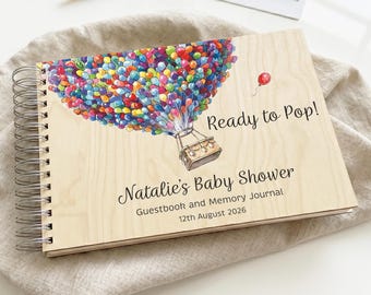 Ready to Pop Baby Shower Guest Book | Hot Air Balloon Up, Pregnancy Journal