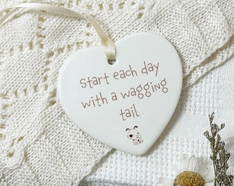 Ceramic Hanging Heart: Thoughtful Gift for Dog Lovers, Pet Owners, and Canine Enthusiasts