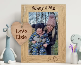 Nanny and Me Photo Frame, Personalised Nanny Plaque & Picture Frame Gift, Grandma Present