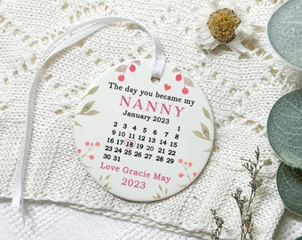 First Mothers Day Nanny Gift, Personalised The Day You Became My Nanna, Ceramic Plaque With Gift Box, Nanny, Nana, Nan
