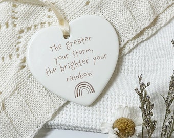 Inspirational Ceramic Heart Plaque: Sentimental Keepsake with Optional Gift Box