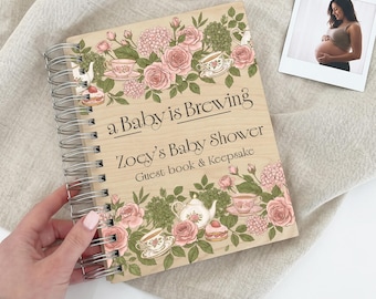 Personalised Afternoon Tea Baby Shower | Baby is Brewing Guest Book Keepsake
