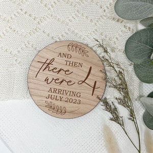 Pregnancy Announcement - Wooden Sign with Personalised Engraving, Then There Were | Due Date Plaque, Social Media Reveal | Photography Prop