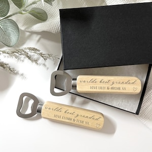 Grandad Bottle Opener, Personalised Gift for Grandad, Grandpa, Wooden Beer Bottle Opener, Birthday, Father&#39;s Day, Optional Gift Box