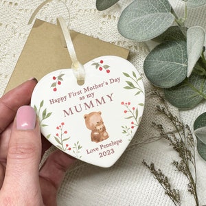 First Mothers Day Mummy Gift, Personalised Mother's Day Ceramic Heart With Giftbox for New Mum, Mummy, Mam, Mom, Mama, New Mummy Keepsake image 1