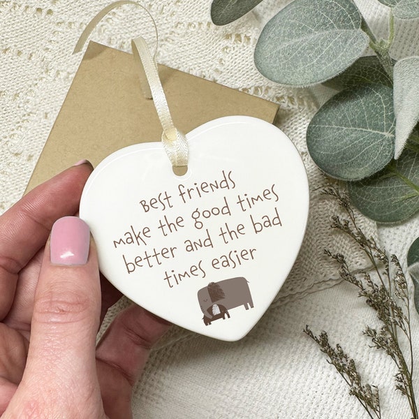 Best Friend Letterbox Gift, Ceramic Heart Plaque, Gifts For Friends, Bestie Gift, Optional Gift Box