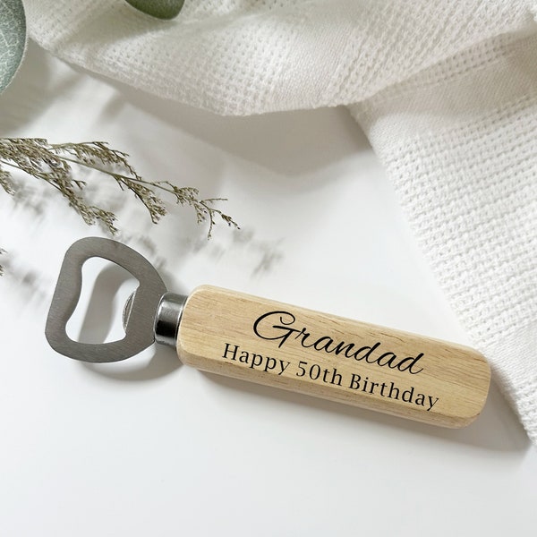 Birthday Gift For Him - Personalised Wooden Bottle Opener - Birthday Present for Men - Beer Bottle Opener