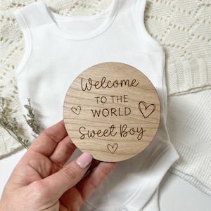 Baby Arrival Sign, Welcome To The World, Engraved Baby Plaque, Social Media Prop, Gender Reveal, It&#39;s A Boy