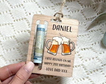 Birthday Gift, Money Wallet Holder, Personalised Birthday Gift, Money Holder, Beer Gift Money, Keepsake Gift, 21st Birthday Gift