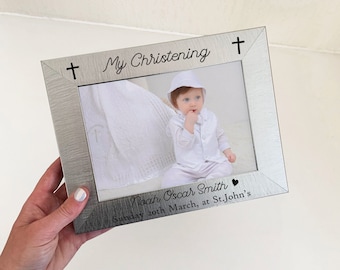 Christening Photo Frame Gift - Boys Christening Frame, Girls Christening Frame, Christening Keepsake, Wooden Picture Frame
