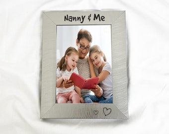 Nanny and Me Photo Frame, Personalised Nanny Plaque & Picture Frame Gift, Grandma Present, Ceramic Hanging Heart