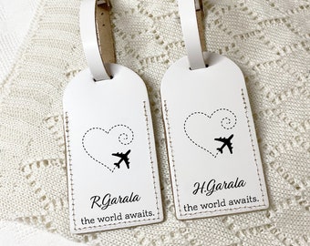 Personalised Luggage Tags, Leather Luggage Labels, Various Colours & Optional Gift Box, Monogram Initial Luggage Tag