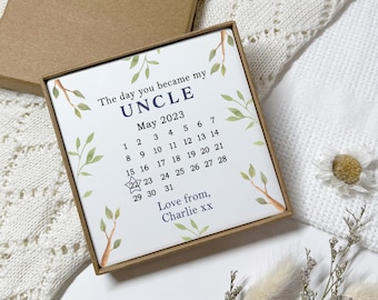 Uncle Coaster Gift, Personalised The Day You Became My Uncle, First Father's Day Gift, Birthday Gift for New Uncle, Ceramic Coaster