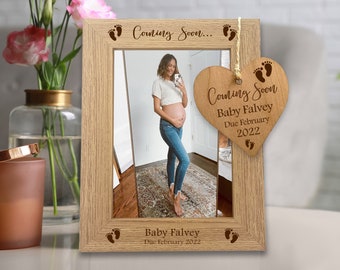 Baby Scan Frame, Personalised Pregnancy Gift, Photo Frame for Baby Scan Picture, Wooden Pregnancy Announcement Gift