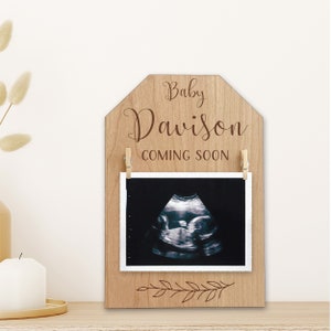 Pregnancy Announcement Sign, Personalised Baby Reveal Plaque, Due Date Baby Scan Frame, Personalized Pregnancy Gift