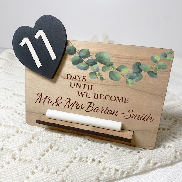 Wedding Countdown, Personalised Engagement Gift, Days Weeks Until Wedding, Mr and Mrs Chalk Countdown, Engaged Couple Plaque