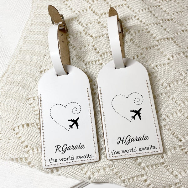 Personalised Luggage Tags, Leather Luggage Labels, Various Colours & Optional Gift Box, Monogram Initial Luggage Tag