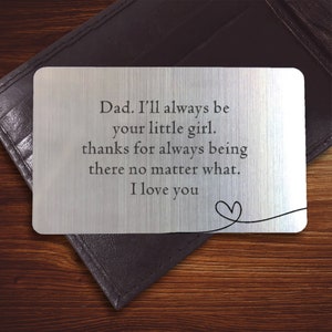 Daddy Wallet Insert Card, Gift from Daughter, Sentimental Dad Gift, Engraved Wallet Card Insert