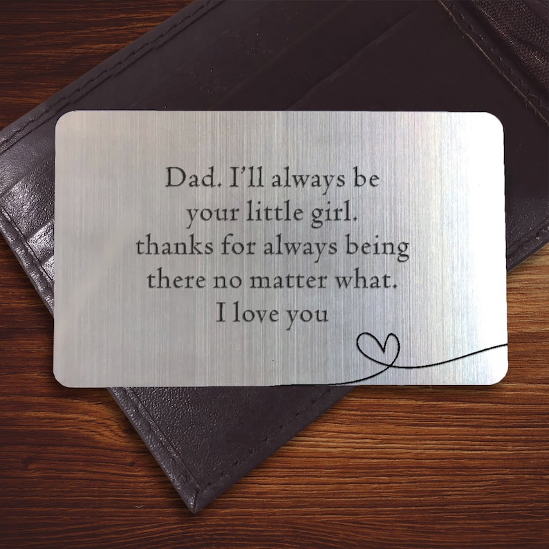 Birthday Gift for Dad From Daughter - Engraved Wallet Insert Card, Pocket Keepsake 