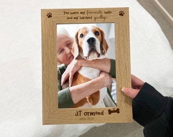 Cadeau de cadre photo commémoratif pour chien – Cadre photo en bois 7 x 5
