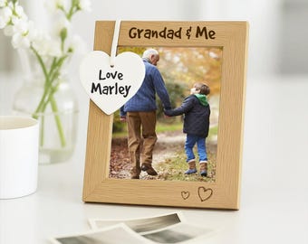 Grandad and Me Photo Frame, Personalised Grandad Plaque & Picture Frame Gift, Grandpa Present, Gift for Grandparents, Grandad Picture Frame