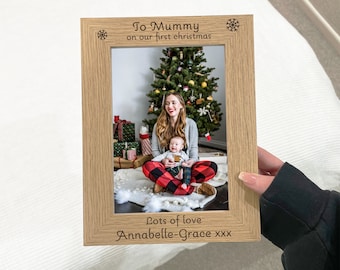 Mum's 1st Christmas Photo Frame, Personalised Wooden Christmas Frame, Mummys First Xmas Gift from Baby