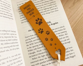 Personalised Bookmark Handmade in UK English Leather, Personalized Gift for Dog Lover and Book Lover, Reading Gift for Her or Him, Page Mark