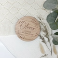 Baby Name Announcement - Wooden Sign with Personalised, New Baby Arrival Plaque, Social Media Reveal | Photography Prop
