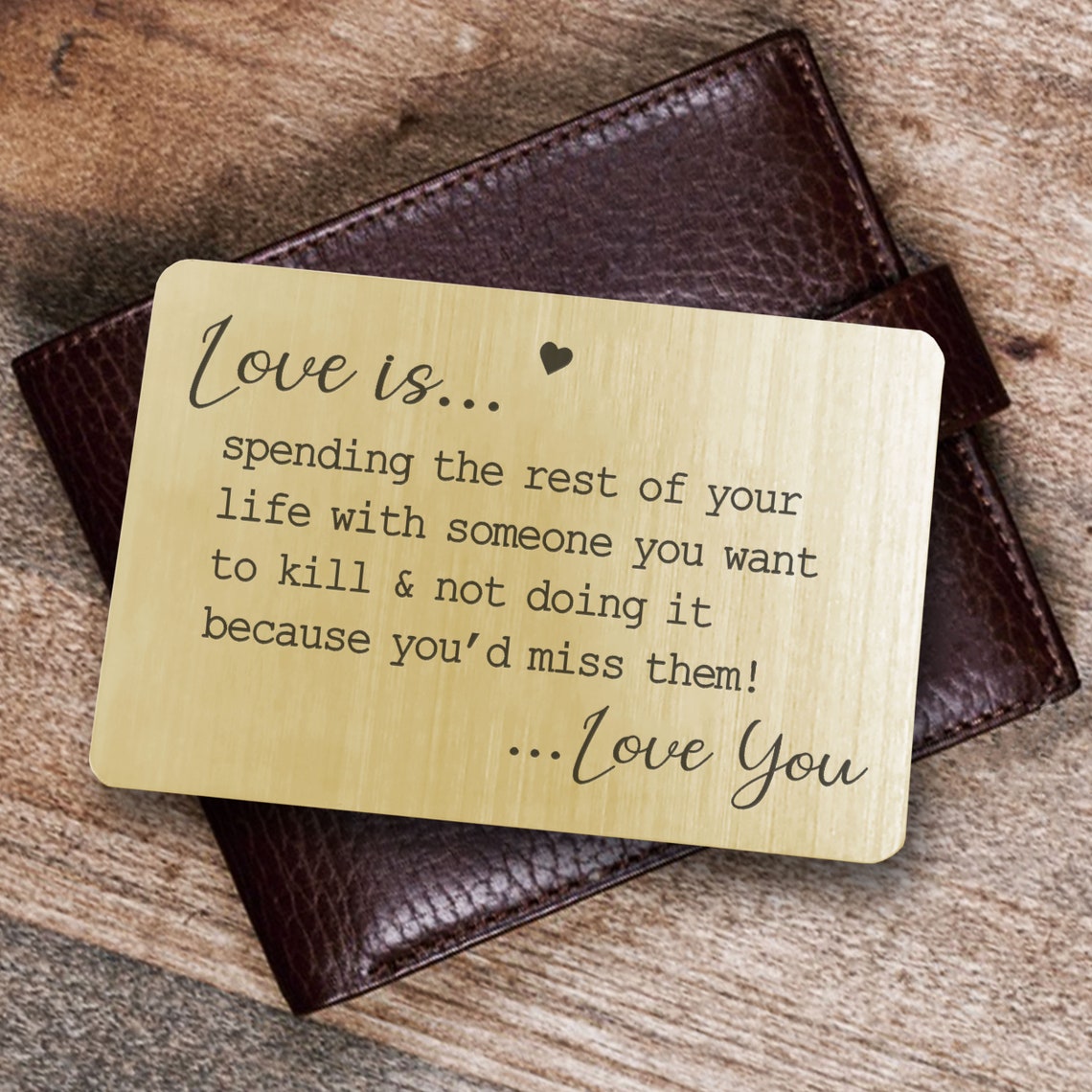 Love Wallet Insert Engraved Gift For Him Husband Boyfriend Etsy