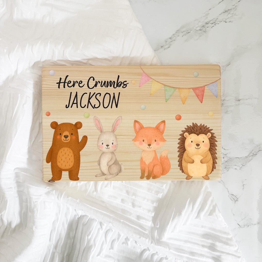 Learning Plate Personalized Woodland Animal Breakfast Board: Toddler Forest Learning ...