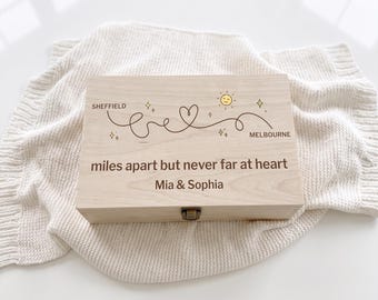 Friend Leaving Gift | Personalised Moving Away Memory Box, Wooden Keepsake Box, Long Distance Friendship, Uni or Emigrating Gift