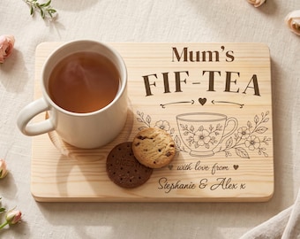Personalised 50th Birthday Gift for Her – FIF-TEA Tea & Biscuit Board