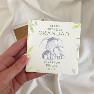 Grandad Birthday Gift, Personalised Grandpa Coaster, Cute Keepsake for Grandad, Personalized Birthday Present