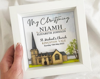 Framed Christening Gift, Personalised Christening Day Keepsake, Baptism Church Venue Print