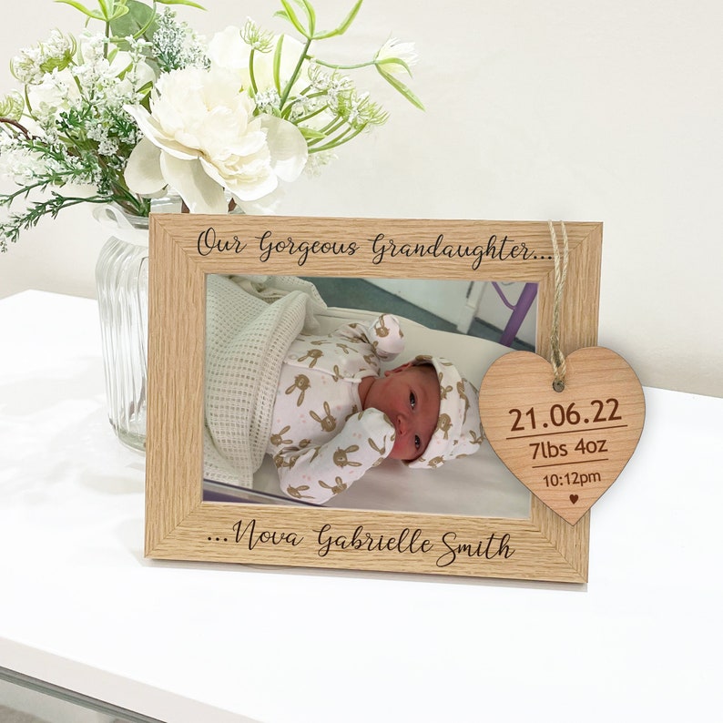 Granddaughter Frame, Personalised Photo Frame for New Granddaughter, Gift for Grandparents, Granddaughter arrival image 1
