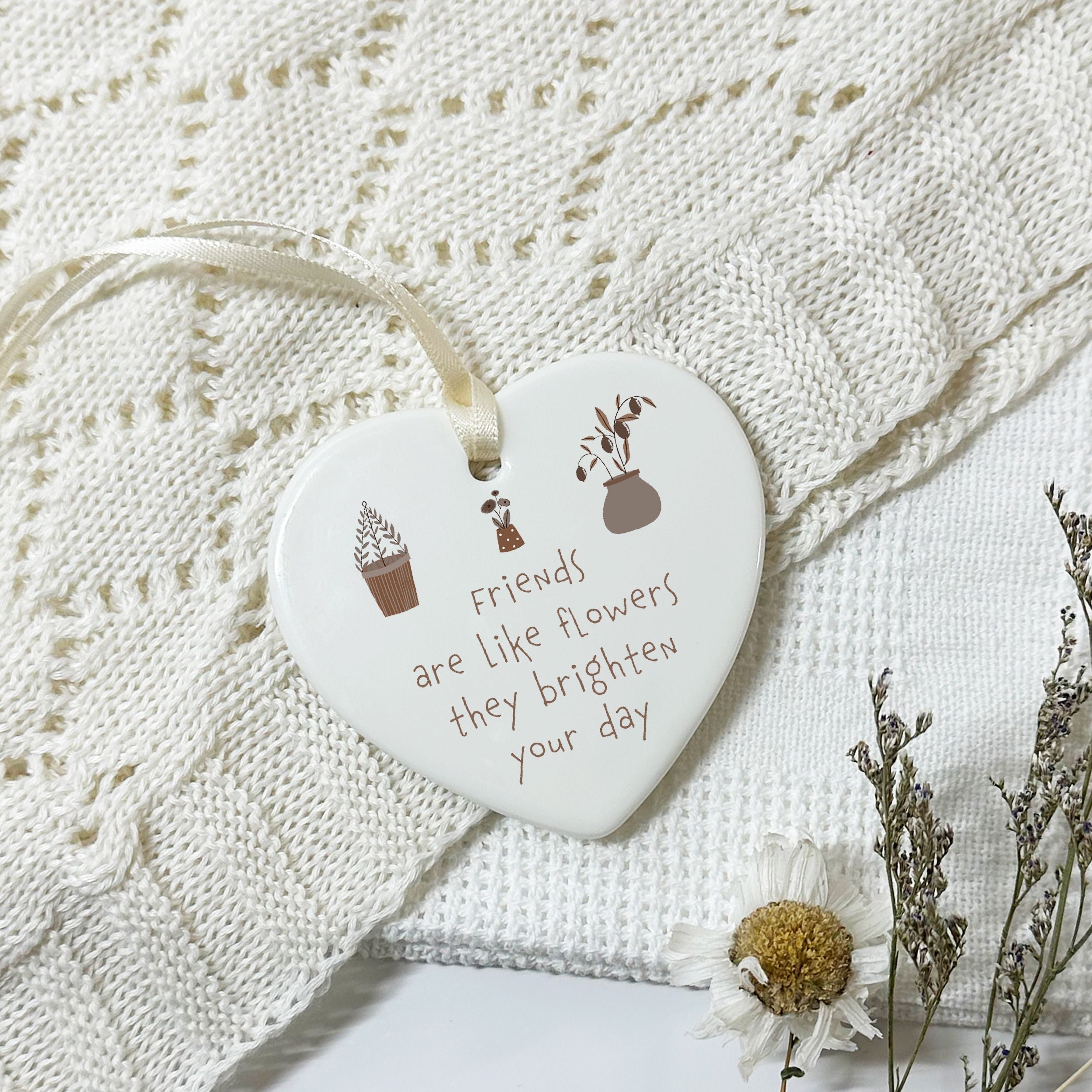Heart Shape Friendship Gift Acrylic Hanging Ornament Friendship Birthday Keepsak