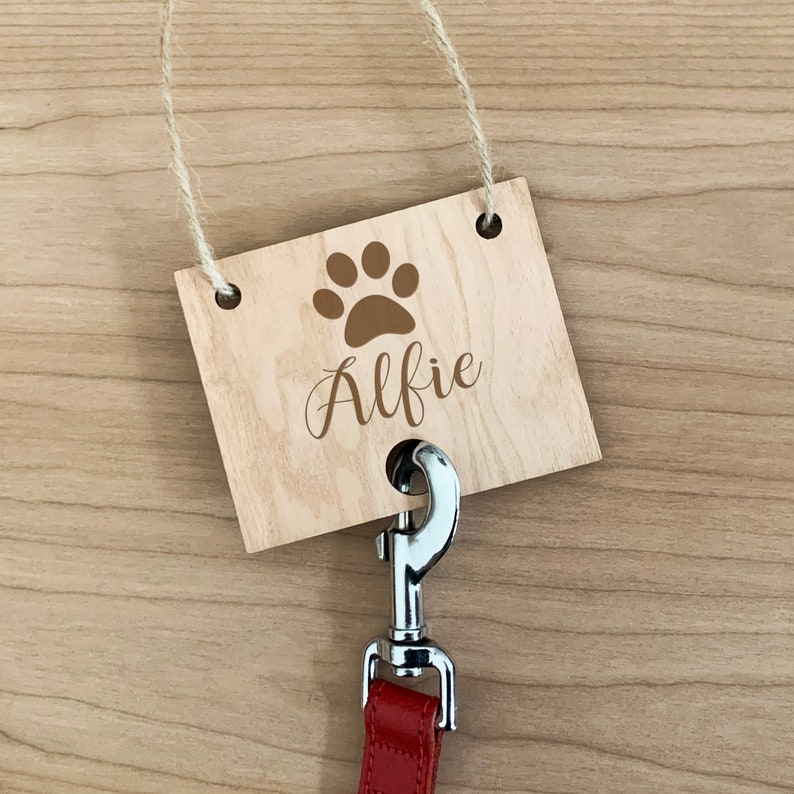 Personalised Dog Lead Holder Engraved Wooden Leash Hook for Etsy