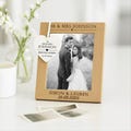Wedding Gift - Wooden Wedding Day Photo Frame with Personalised Engraving, French Oak Veneer, Optional Heart Plaque