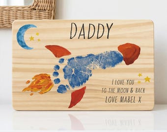 Personalised First Fathers Day Gift | Baby Footprints, Wooden Sign