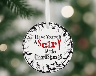 Scary Little Christmas Bauble: Horror Theme Hanging Ornament, Black Gothic Style Xmas Tree Decoration