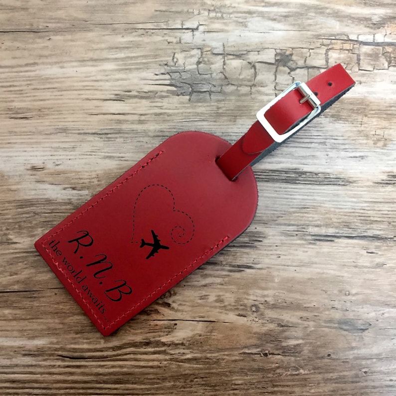 Personalised Leather Luggage Tag Gift Engraved Luggage Etsy