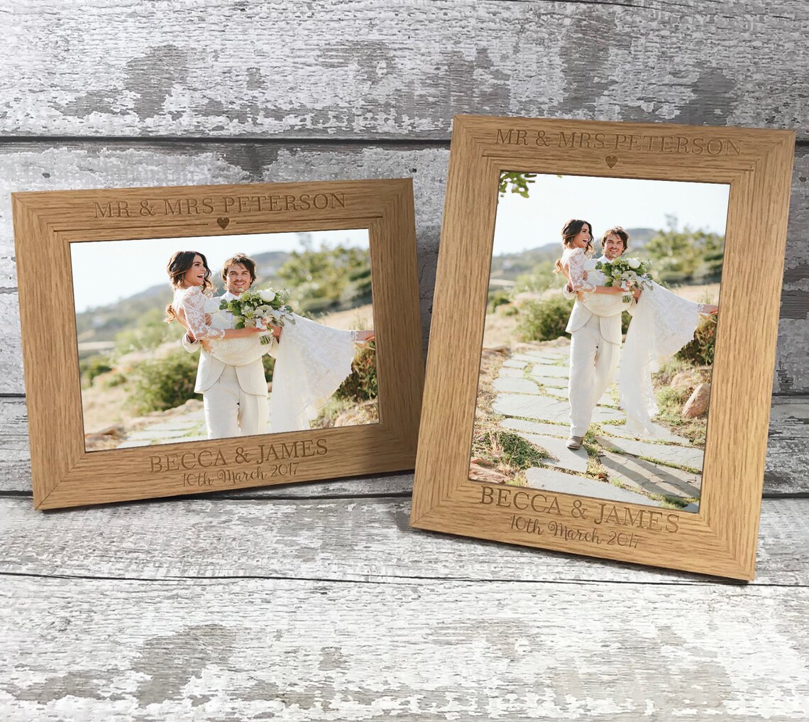 Personalised Wedding Photo Frame Gift for Newlyweds Etsy